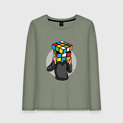 Лонгслив хлопковый женский Головоломка Рубика, цвет: авокадо