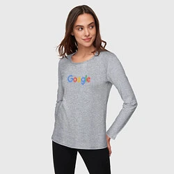 Лонгслив хлопковый женский Google, цвет: меланж — фото 2
