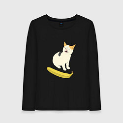 Женский лонгслив Cat no banana meme