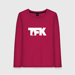 Лонгслив хлопковый женский TFK: White Logo, цвет: маджента