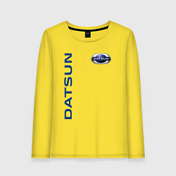 Лонгслив хлопковый женский Datsun логотип с эмблемой, цвет: желтый