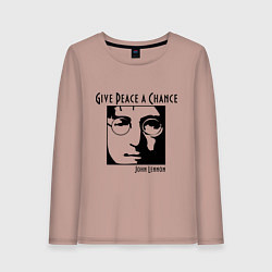 Лонгслив хлопковый женский Give Peace a Chance, цвет: пыльно-розовый