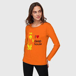 Лонгслив хлопковый женский I love deep house, цвет: оранжевый — фото 2