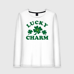 Лонгслив хлопковый женский Lucky charm - клевер, цвет: белый