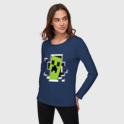 Лонгслив хлопковый женский Crash Minecraft, цвет: тёмно-синий — фото 2