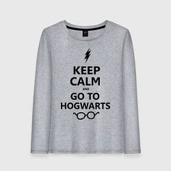 Лонгслив хлопковый женский Keep Calm & Go To Hogwarts, цвет: меланж