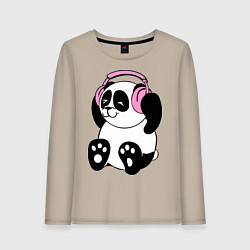 Женский лонгслив Panda in headphones панда в наушниках