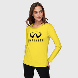 Лонгслив хлопковый женский Infiniti logo, цвет: желтый — фото 2
