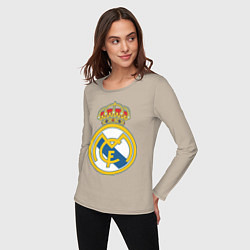 Лонгслив хлопковый женский Real Madrid FC, цвет: миндальный — фото 2