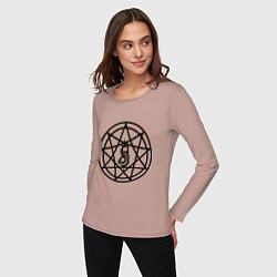 Лонгслив хлопковый женский Slipknot Pentagram, цвет: пыльно-розовый — фото 2