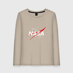 Лонгслив хлопковый женский NASA: Space Arrow, цвет: миндальный
