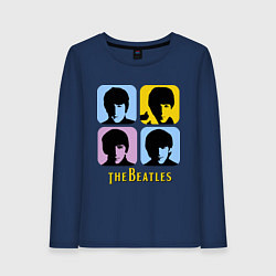 Лонгслив хлопковый женский The Beatles: pop-art, цвет: тёмно-синий