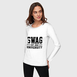 Лонгслив хлопковый женский Swag University, цвет: белый — фото 2