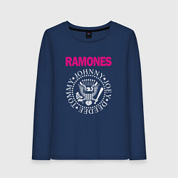 Лонгслив хлопковый женский Ramones Boyband, цвет: тёмно-синий