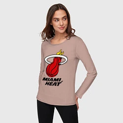 Лонгслив хлопковый женский Miami Heat-logo, цвет: пыльно-розовый — фото 2