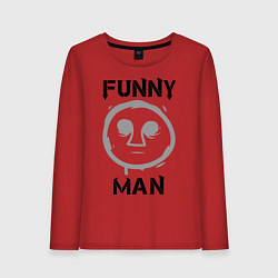 Лонгслив хлопковый женский HU: Funny Man, цвет: красный
