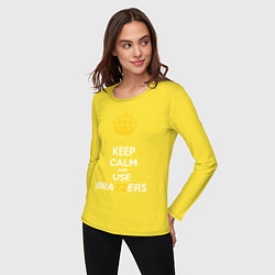 Лонгслив хлопковый женский Keep Calm & Use Brazzers, цвет: желтый — фото 2