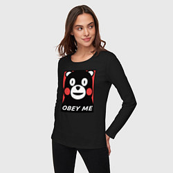 Лонгслив хлопковый женский Kumamon: Obey Me, цвет: черный — фото 2