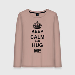 Лонгслив хлопковый женский Keep Calm & Hug Mе, цвет: пыльно-розовый