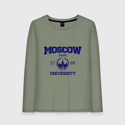 Лонгслив хлопковый женский MGU Moscow University, цвет: авокадо