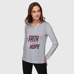 Лонгслив хлопковый женский Faith Love Hope, цвет: меланж — фото 2