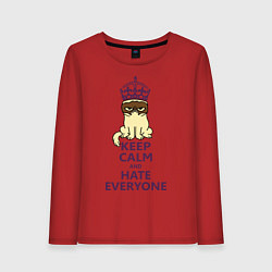 Лонгслив хлопковый женский Keep Calm & Hate Everyone, цвет: красный