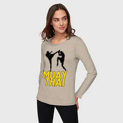 Лонгслив хлопковый женский Muay Thai, цвет: миндальный — фото 2