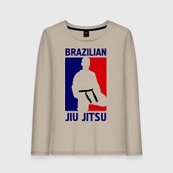 Лонгслив хлопковый женский Brazilian Jiu jitsu, цвет: миндальный