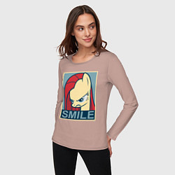 Лонгслив хлопковый женский MLP: Smile, цвет: пыльно-розовый — фото 2