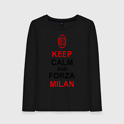 Лонгслив хлопковый женский Keep Calm & Forza Milan, цвет: черный