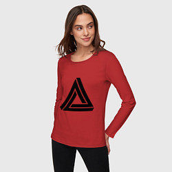 Лонгслив хлопковый женский Triangle Visual Illusion, цвет: красный — фото 2