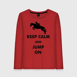 Лонгслив хлопковый женский Keep Calm & Jump On, цвет: красный