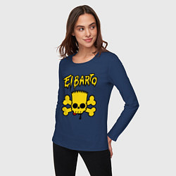 Лонгслив хлопковый женский El Barto, цвет: тёмно-синий — фото 2