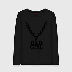 Лонгслив хлопковый женский Bad girl chain, цвет: черный