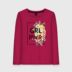 Лонгслив хлопковый женский GRL PWR, цвет: маджента