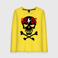 Лонгслив хлопковый женский AC/DC Skull цвета желтый — фото 1