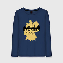 Лонгслив хлопковый женский Гамбург - Германия, цвет: тёмно-синий