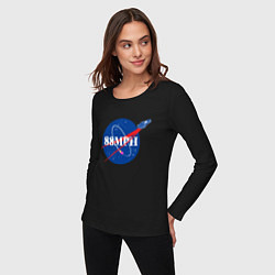 Лонгслив хлопковый женский NASA Delorean 88 mph, цвет: черный — фото 2