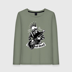 Лонгслив хлопковый женский Punks not dead - motto, цвет: авокадо