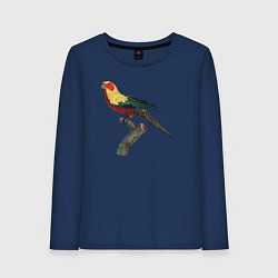 Лонгслив хлопковый женский Попугай аратинга, цвет: тёмно-синий