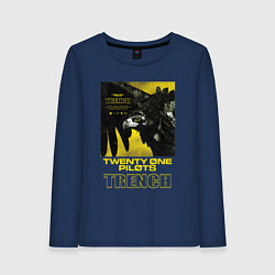 Лонгслив хлопковый женский TOP: TRENCH, цвет: тёмно-синий