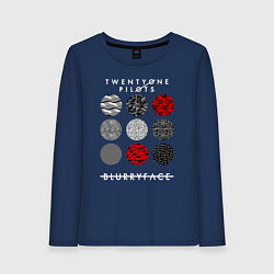 Лонгслив хлопковый женский TOP: Blurryface, цвет: тёмно-синий