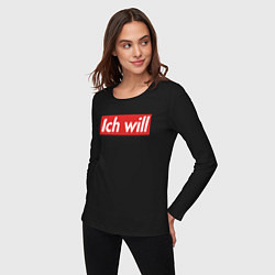 Лонгслив хлопковый женский Ich will, цвет: черный — фото 2