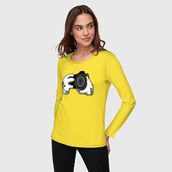 Лонгслив хлопковый женский Фотограф, цвет: желтый — фото 2