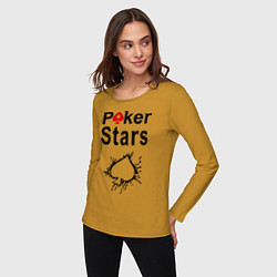 Лонгслив хлопковый женский Poker Stars, цвет: горчичный — фото 2