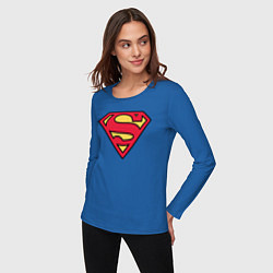 Лонгслив хлопковый женский Superman logo цвета синий — фото 2