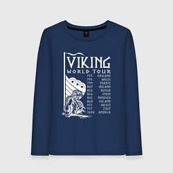 Лонгслив хлопковый женский Viking world tour, цвет: тёмно-синий