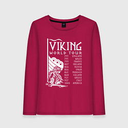 Лонгслив хлопковый женский Viking world tour, цвет: маджента
