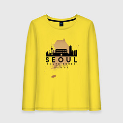 Лонгслив хлопковый женский Сеул Южная Корея, цвет: желтый