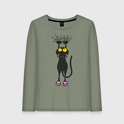 Женский лонгслив Висящий кот